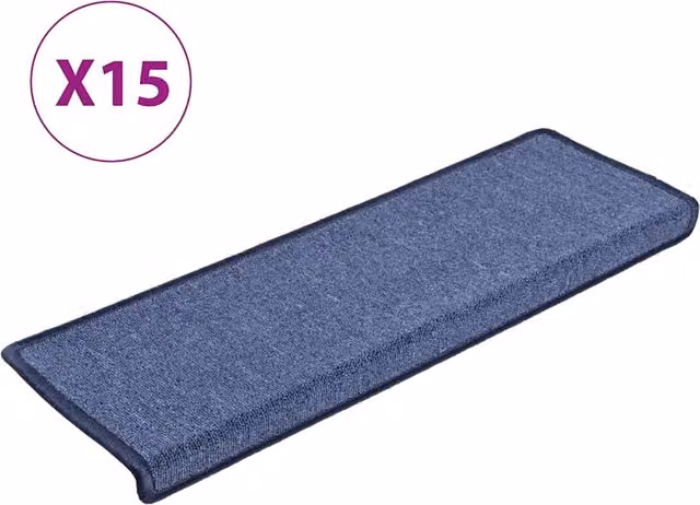 Set de 15 alfombrillas para escaleras autoadhesivas Vidaxl, color azul, forma rectangular, An/P/Al: 65 x 21 x 3,5 cm