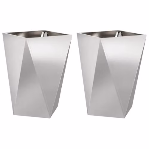 Lote de 2 jardineras rectangulares Helloshop26 para exterior de acero inoxidable en color plata, An/P/Al: 50 x 50 x 75 cm
