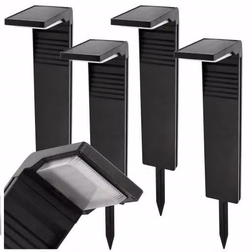Lámpara de pie LED solar Eco Light para jardín, terraza o balcón, color negro, con sensor de crepúsculo, luz blanca fría 4000K y protección IP64, Altura: 57,6 cm