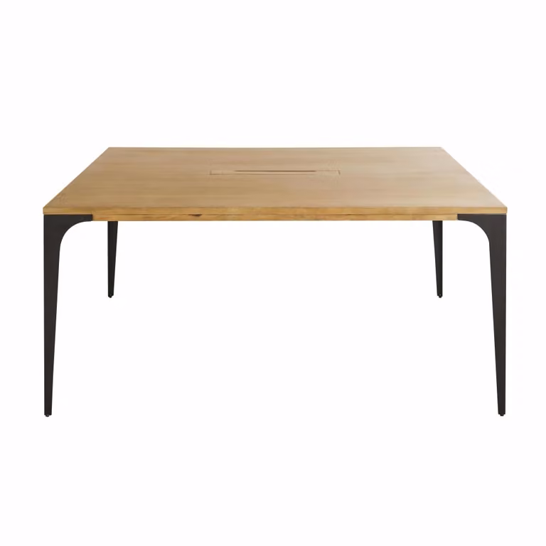 Mesa de reuniones industrial de madera de mango y metal de Maisons du Monde en marrón y gris