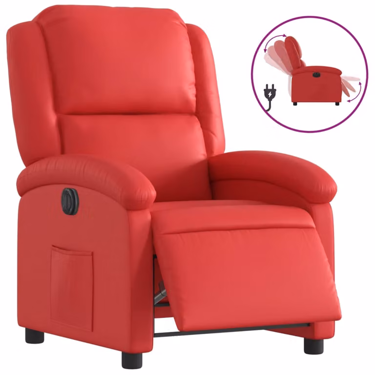 Sillón reclinable eléctrico vidaXL en cuero sintético rojo para salón