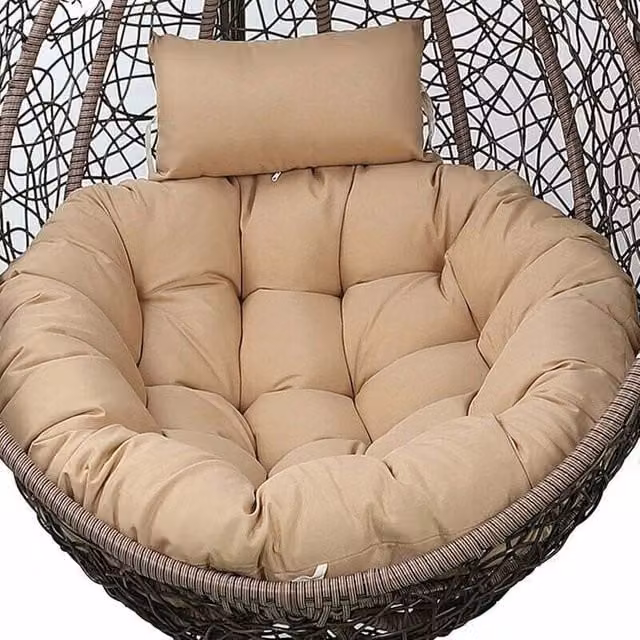 Cojín para silla colgante ODIPIE beige, redondo, de mezcla de algodón y poliéster, antideslizante y lavable, An/P/Al: 105 x 105 x 15 cm