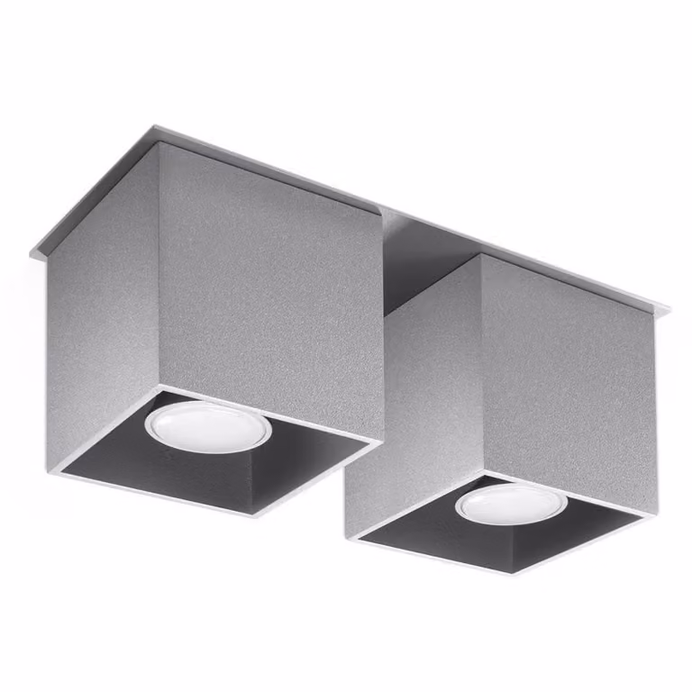 Lámpara de techo moderna Sollux en aluminio gris de diseño cuadrado y ajustable con Altura: 12 cm