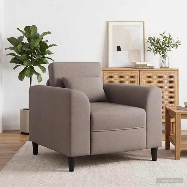 Sillón moderno de tela gris vidaXL con reposabrazos y estructura de madera