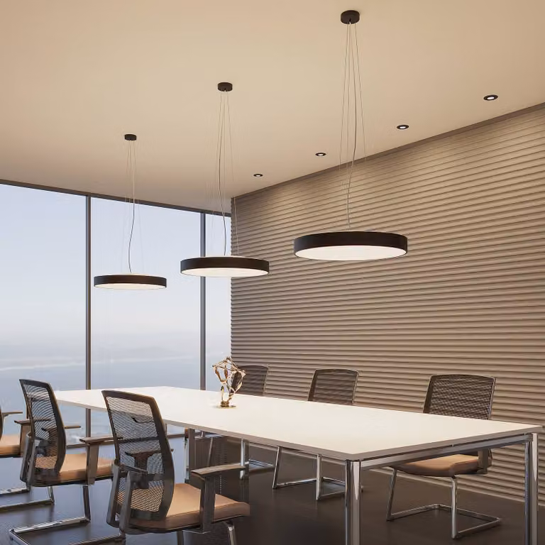 Lámpara colgante LED Arcchio de Vanida en aluminio, atenuable, diseño moderno para cocina, salón o comedor, disponible en negro o blanco