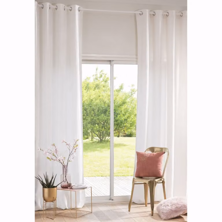 Cortina de terciopelo Maison du Monde con ojales en color beige, An/Al: 140 x 300 cm