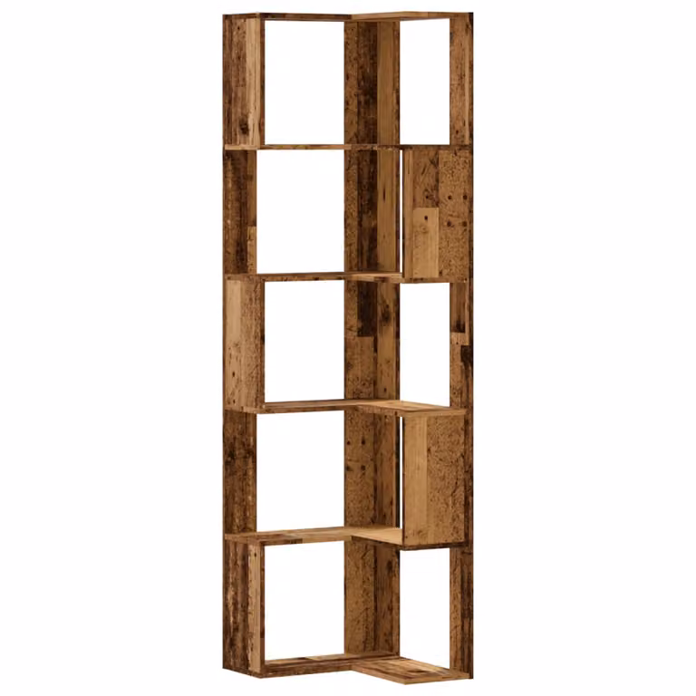 Estantería de esquina de 5 niveles vidaXL en madera color marrón, An/P/Al: 50 x 50 x 179 cm