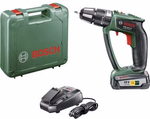 Taladro atornillador de impacto inalámbrico Bosch PSB 18 LI-2 de 18V en color verde