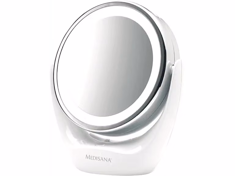 Espejo de sobremesa con luz LED Medisana CM 835, redondo y blanco