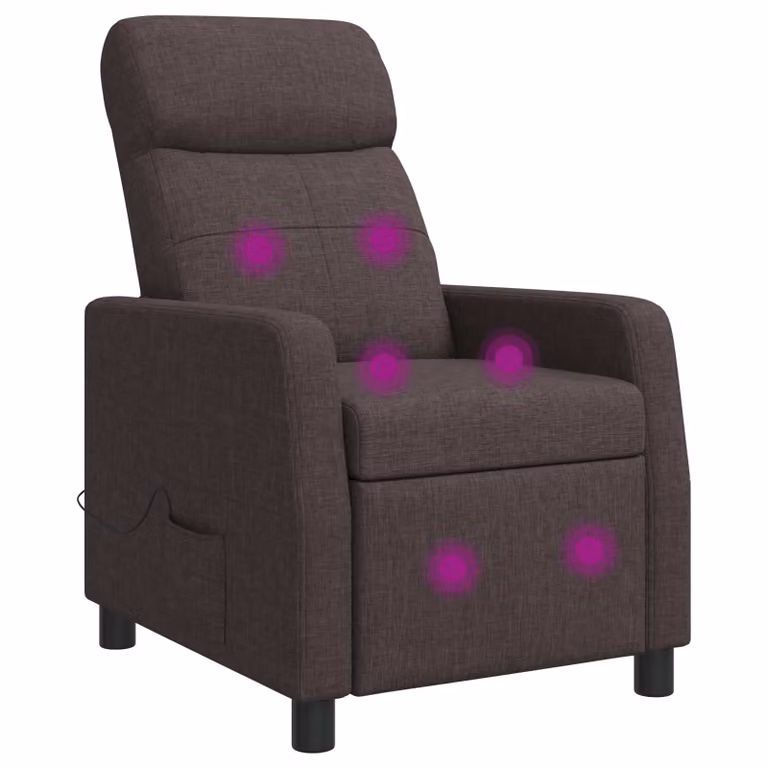 Silla de masajes reclinable vidaXL en color marrón con tapicería de tela y estructura mixta de metal y madera