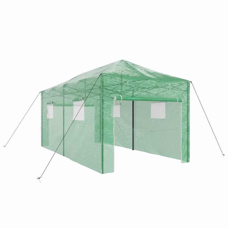 Invernadero con marco pop-up vidaXL de acero en color verde, An/P/Al: 290 x 580 x 315 cm