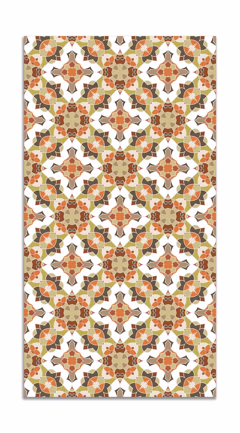 Alfombra vinílica de estilo oriental en color naranja para salón o comedor, An/P: 60 x 110 cm