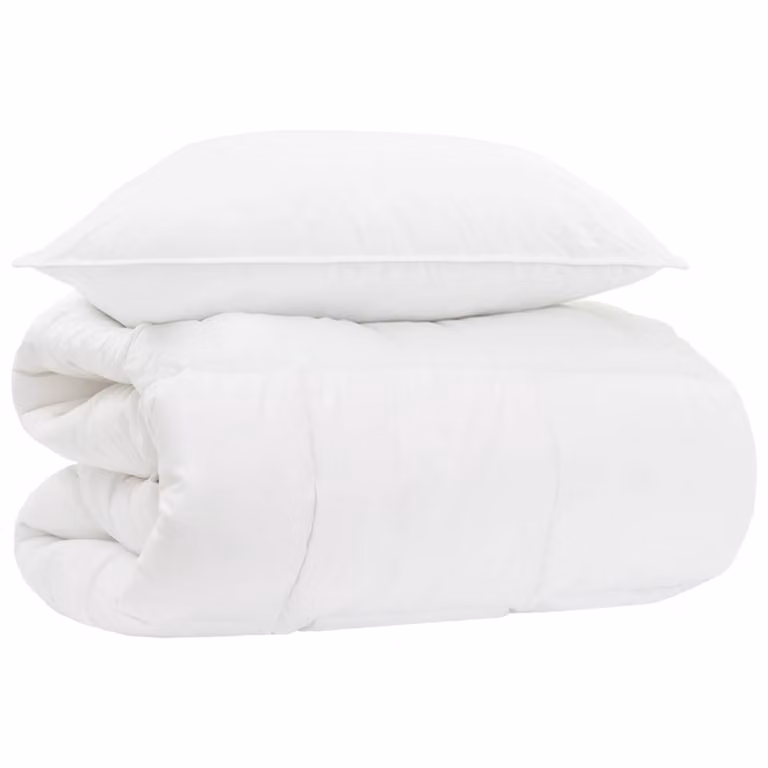 Conjunto de edredón y 2 almohadas vidaXL de fibra de bambú y algodón en color blanco para invierno