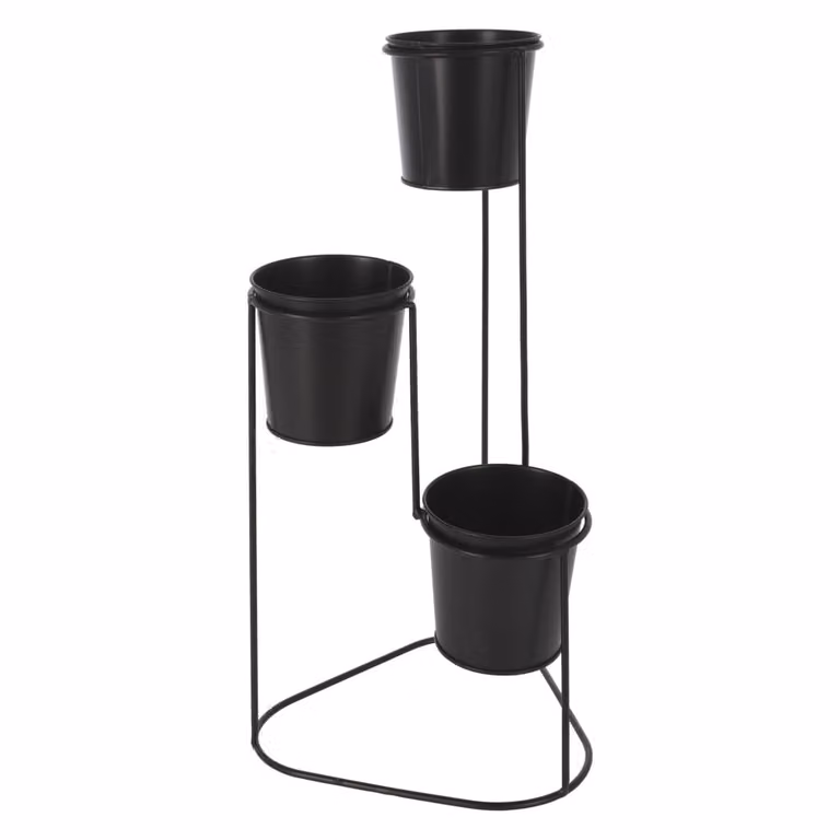 Macetero de metal redondo WellHome en color negro para mesa An/P/Al: 22 x 22 x 46,5 cm