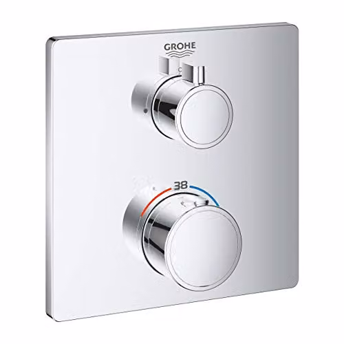 Grifo termostático de ducha Grohe Grohtherm 24078 con kit de montaje para Rapido SmartBox, acabado cromado y mando monomando con seguridad de parada