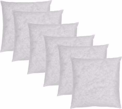Pack de 6 rellenos de cojín cuadrados de fibra hueca Fusionhome en color blanco, 50 x 50 cm
