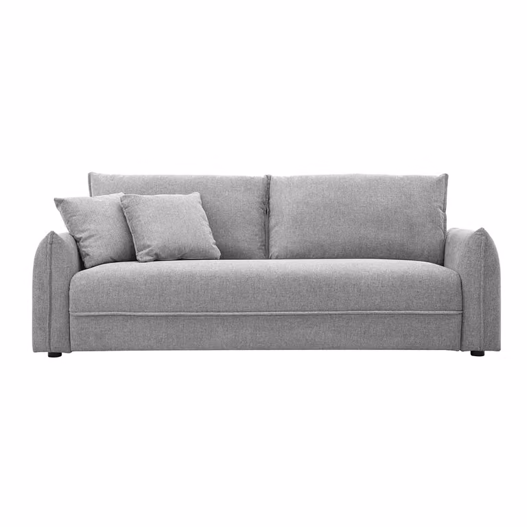 Sofá de 3 plazas Miliboo PIO tapizado en tela efecto terciopelo gris An: 205.5 cm, Al: 83.0 cm, P: 80.5 cm
