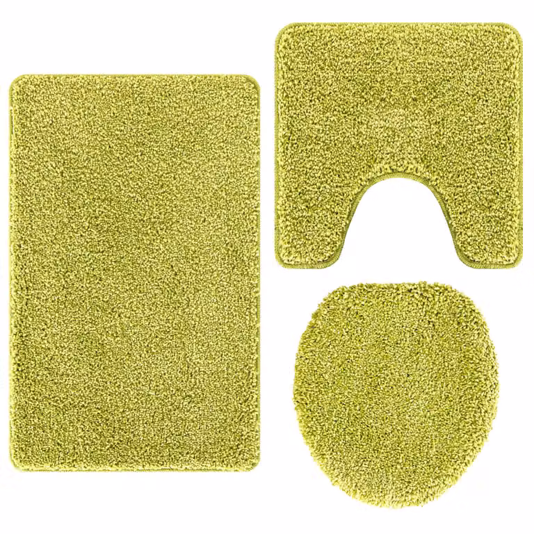 Conjunto de 3 alfombras de baño antideslizantes y lavables vidaXL en color verde de estilo moderno