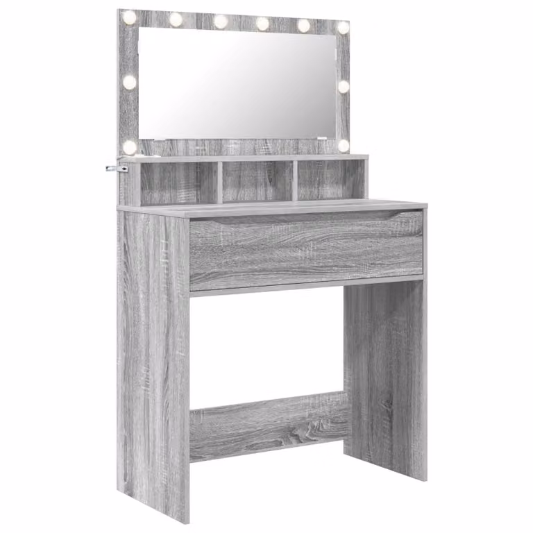 Mesa de tocador moderna vidaXL para dormitorio en color gris y blanco, An/P/Al: 80 x 39,5 x 135 cm