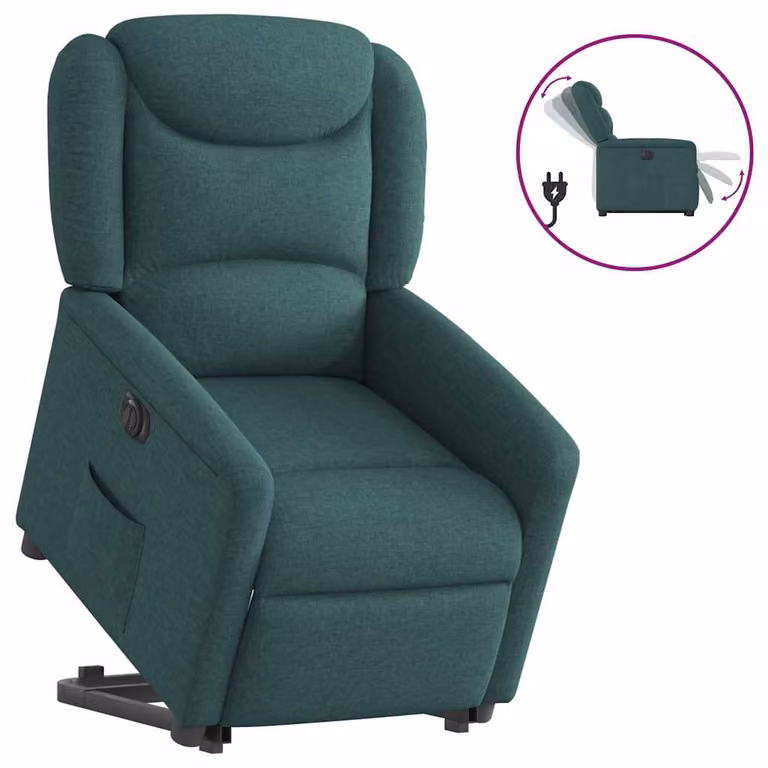 Sillón eléctrico reclinable y elevable vidaXL en tela verde oscuro para mayores con reposabrazos