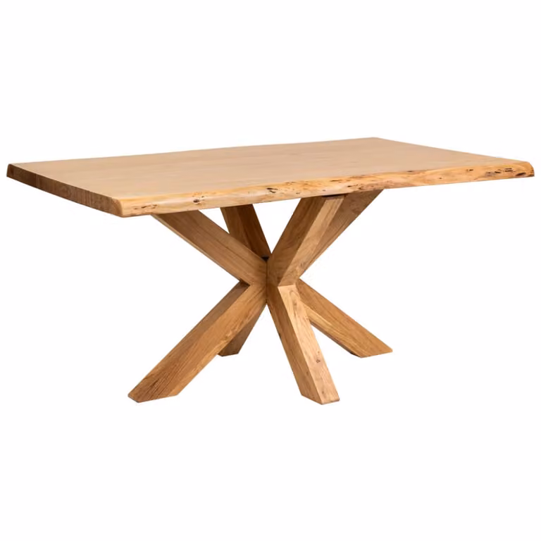 Mesa de comedor Wanderlust Deco de madera de acacia natural con borde vivo y color marrón An/P/Al: 160 x 90 x 77 cm