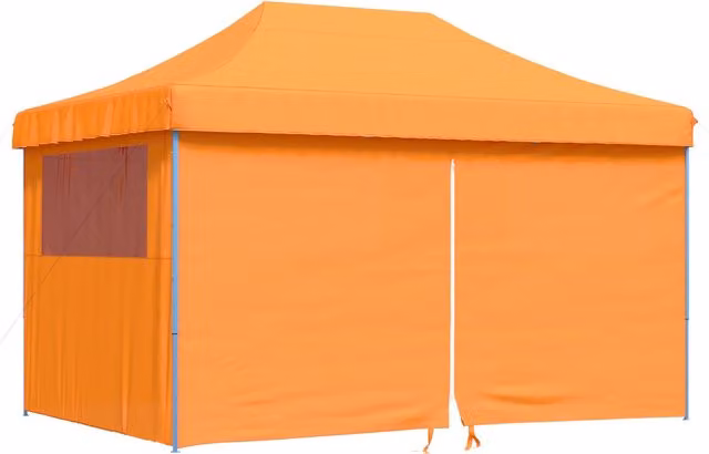 Carpa de fiesta SYFAX naranja y blanca de tela oxford y acero An/P/Al: 440 x 292 x 315 cm