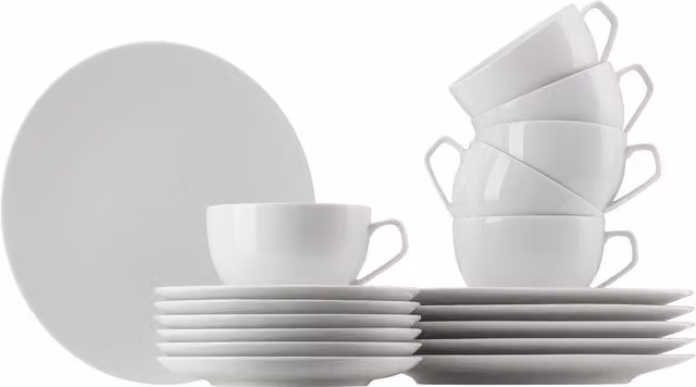 Juego de café de 18 piezas Rosenthal Weiss TAC Gropius en porcelana blanca