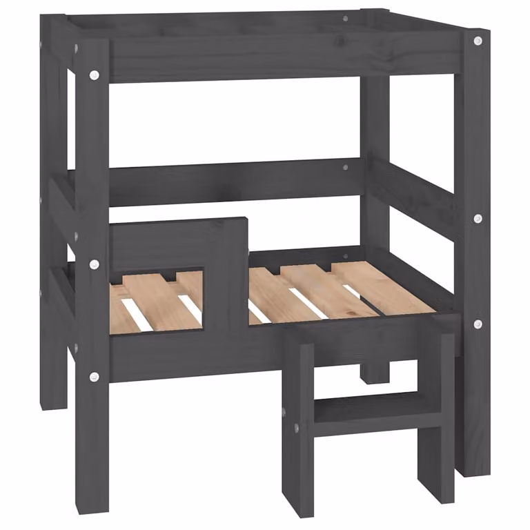 Cama para perros vidaXL de madera maciza de pino en color gris, An/P/Al: 55,5 x 53,5 x 60 cm