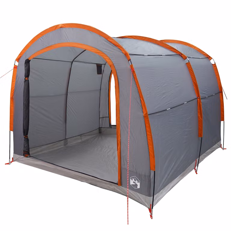Tienda moderna curva vidaXL en gris y naranja de poliéster impermeable, An/P/Al: 268 x 240 x 191 cm