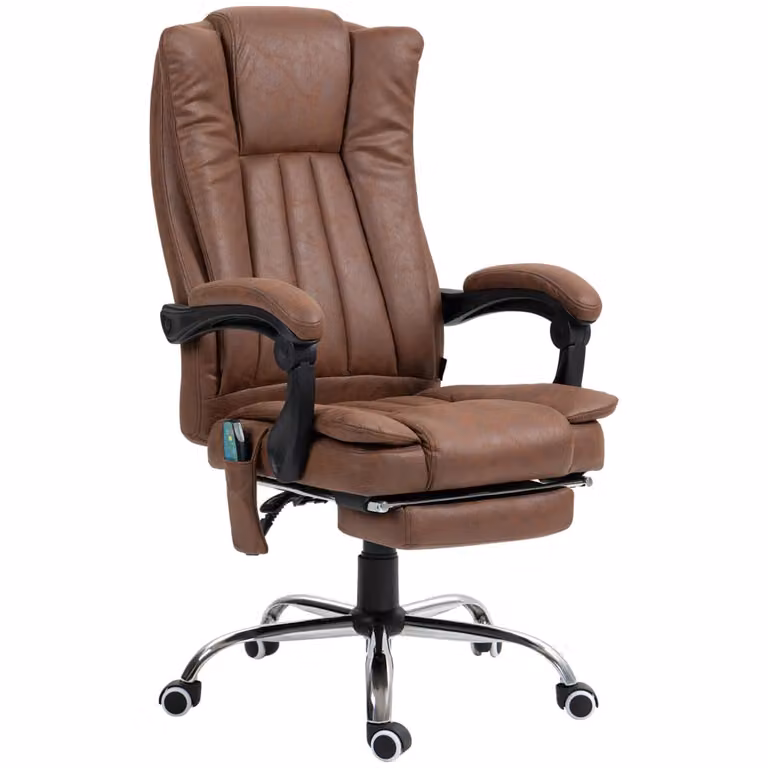Silla de oficina ejecutiva con masaje Vinsetto en color marrón, An/P/Al: 62 x 67 x 120 cm