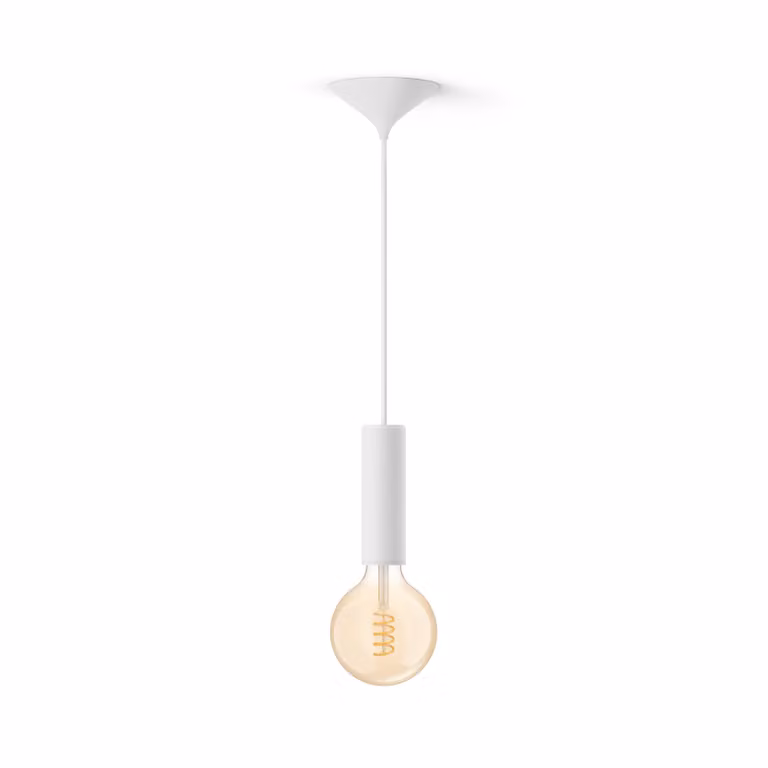 Pack Philips Hue con bombilla de filamento LED G125 tipo globo y cable blanco con luz regulable de blanco cálido a frío