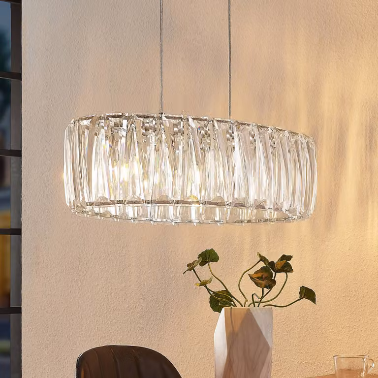Lámpara colgante Sofia de Lindby, diseño moderno atenuable en color transparente y cromo para salón o comedor