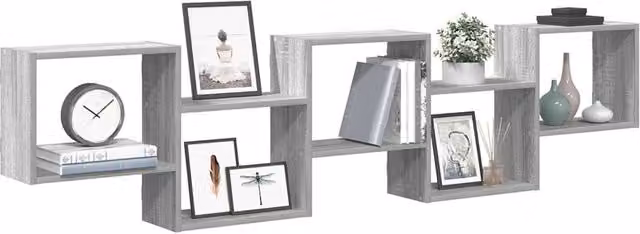 Estante de pared de 5 compartimentos tipo cubo vidaXL en madera MDF color gris Sonoma