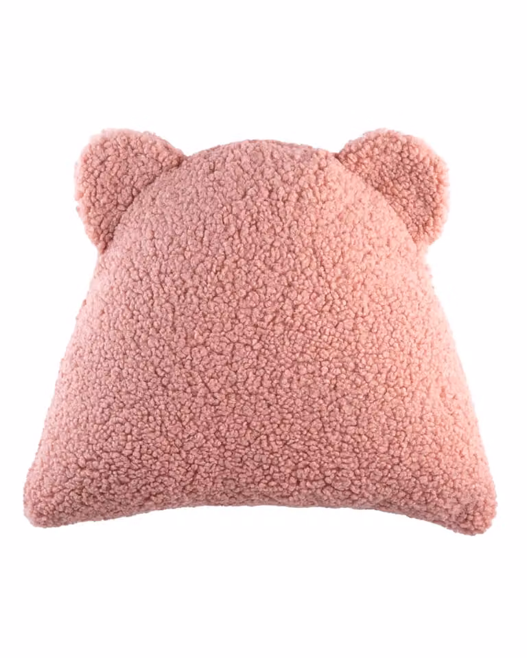 Cojín de oso Wigiwama en tejido bouclé rosa, An/P/Al: 37 x 40 x 15 cm