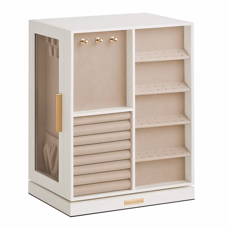 Caja joyero Songmics con 5 cajones de madera y metal en color blanco