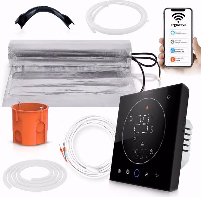 Alfombrilla calefactora eléctrica Ergowave de 3 m² con termostato y control inteligente