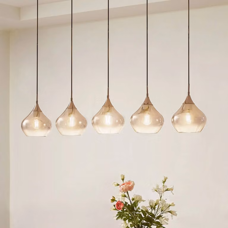 Lámpara colgante Jarven de Lucande en aluminio y cristal gris y transparente, atenuable, ideal para salón o comedor