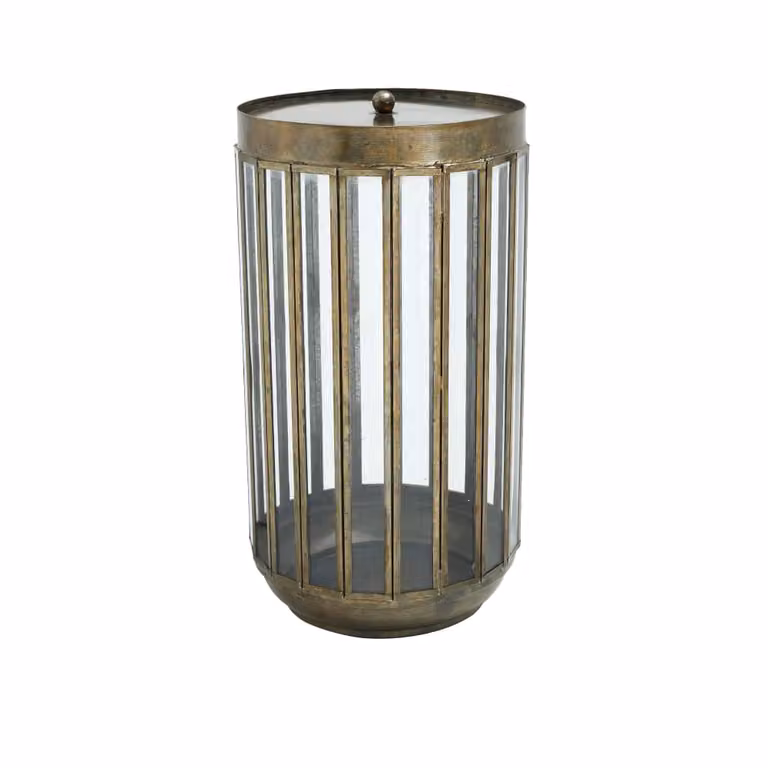Portavelas redondo TAPIDECOR de cristal y metal en colores transparente y marrón para velas de tipo pillar, An/P/Al: 37 x 21 x 21 cm