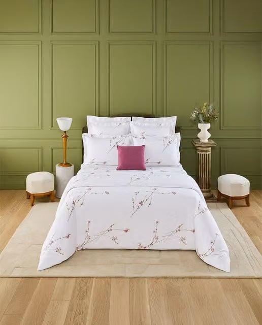 Funda nórdica Gaura de Yves Delorme en algodón peinado con diseño floral reversible en blanco y multicolor