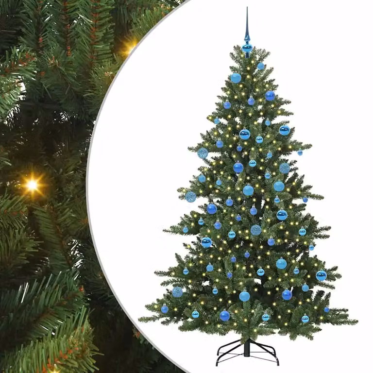 Árbol de Navidad artificial vidaXL con luces LED de color blanco cálido, color verde, Altura: 180 cm