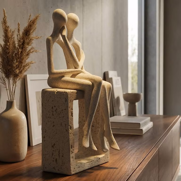 Estatuilla de resina Mauro Ferretti color beige An/P/Al: 11,5 x 9 x 25 cm
