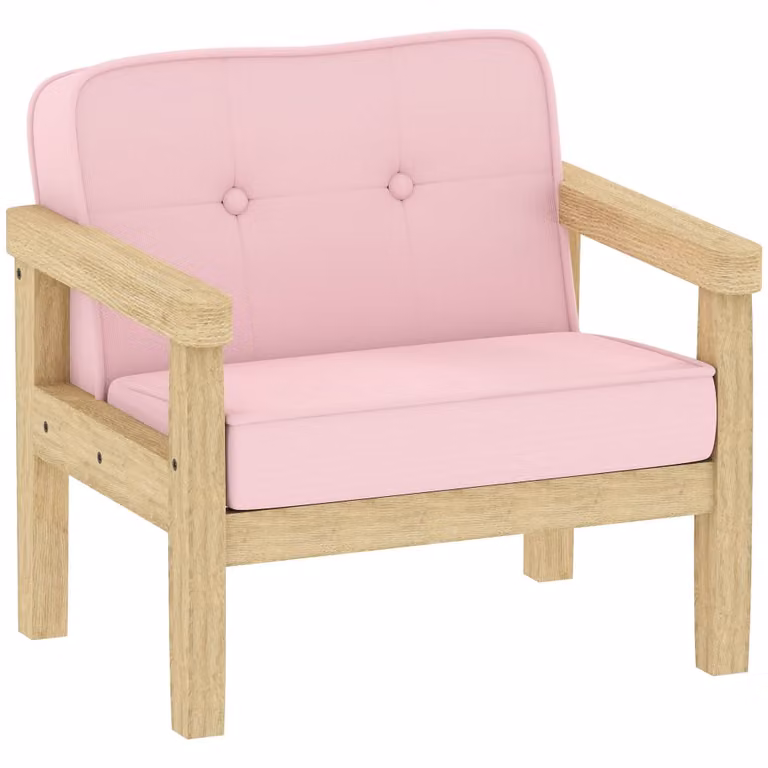 Sillón infantil Aiyaplay de pana rosa con estructura de madera de caucho An/P/Al: 46.5 x 44 x 45 cm