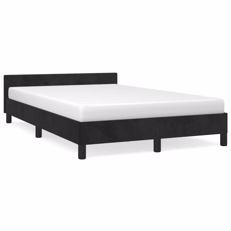 Estructura de cama tapizada vidaXL en terciopelo negro An/P: 120 x 190 cm
