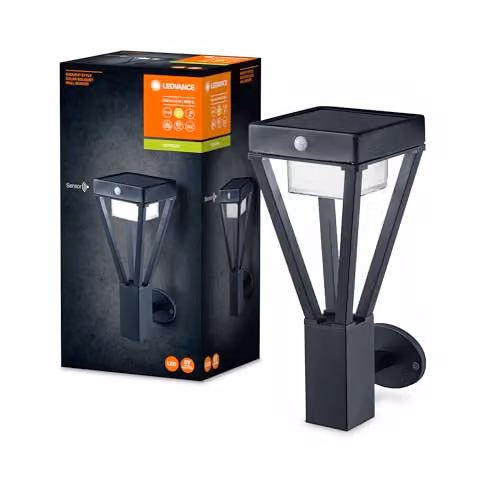 Lámpara solar LED Ledvance Endura Style Bouquet para jardín y caminos, color gris, 6W, 550 lúmenes, luz blanca cálida (3000K), con sensor de movimiento y crepuscular, IP44, Altura: 50 cm