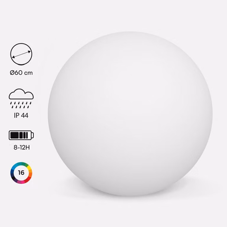 Bola luminosa LED inalámbrica SWEEEK multicolor con mando a distancia para interior y exterior, An/P/Al: 60 x 60 x 62 cm