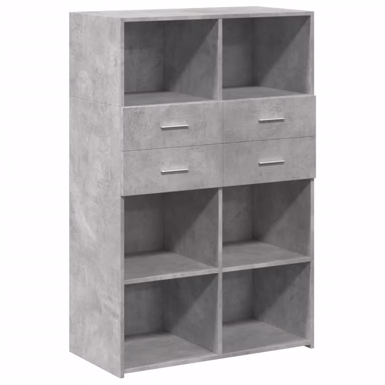 Aparador de madera de ingeniería vidaXL en color gris, estilo industrial, An/P/Al: 80 x 42,5 x 124 cm