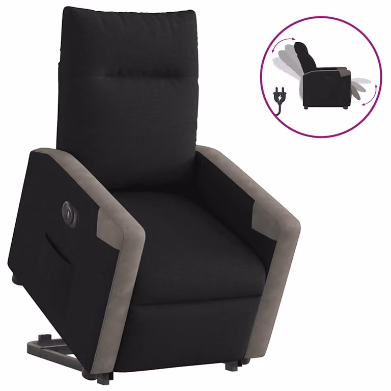 Sillón eléctrico reclinable y elevable vidaXL en tela color negro para personas mayores