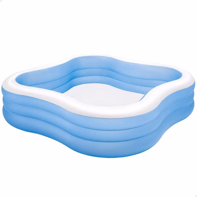 Piscina hinchable cuadrada Intex para niños en azul y transparente, capacidad 1250 litros, An/P/Al: 229 x 229 x 56 cm