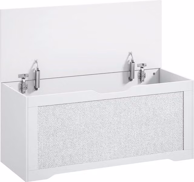 Baúl de almacenaje y banco con panel de ratán HOMCOM en color blanco, An/P/Al: 100 x 40 x 45 cm
