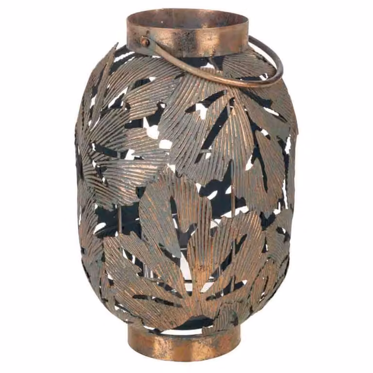 Portavelas de metal dorado Wanderlust deco con diseño floral para mesa An/P/Al: 24 x 24 x 37 cm
